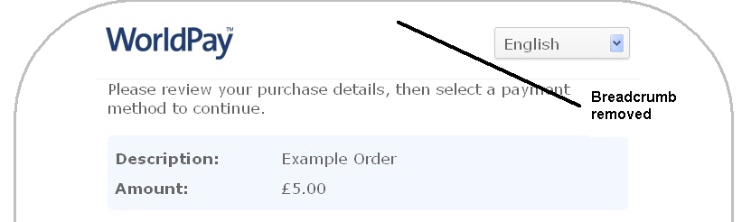 Mobile Payment Page with Breadcrumb Disabled