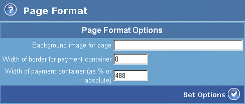 This picture shows the Page Format Page.