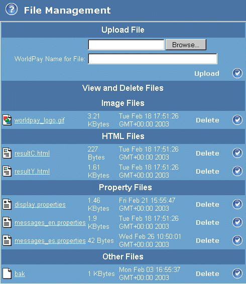 This picture shows the File Management Page.