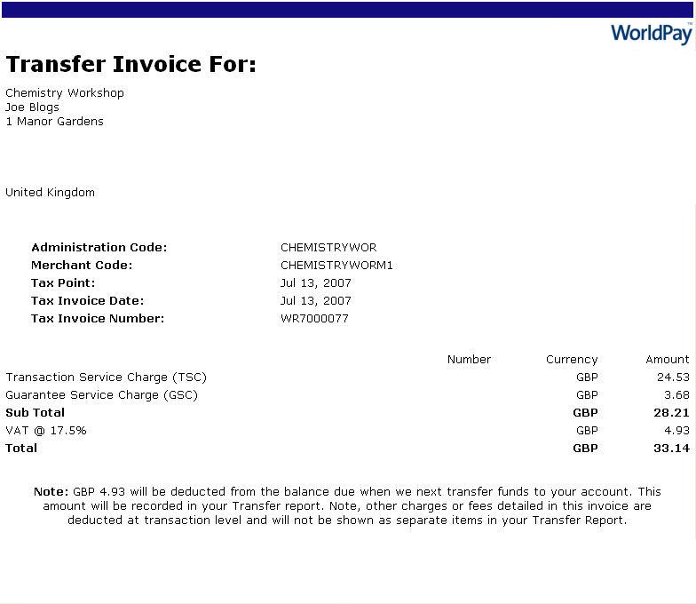 Transfer Invoice